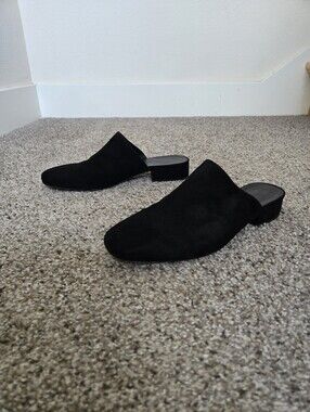 Vince Giorgia Black Suede Leather Backless Mule Slides Women's 8